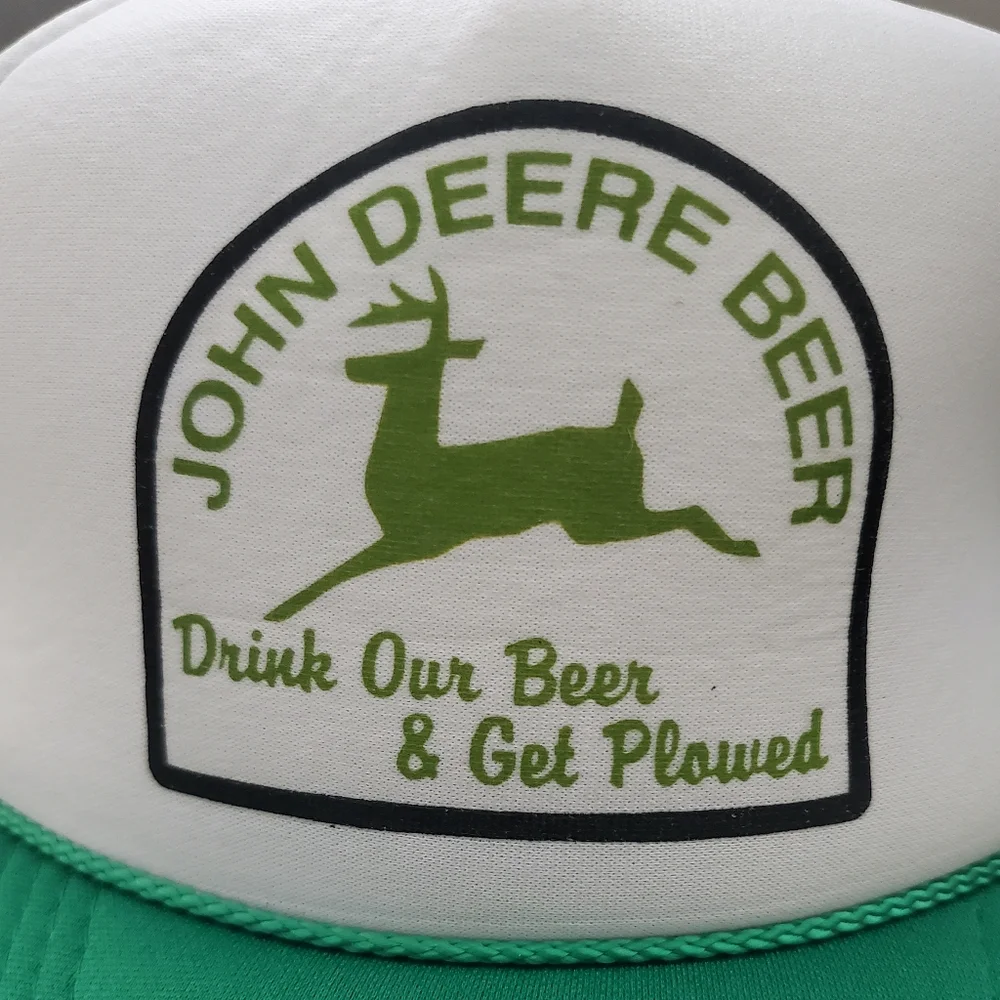 John Deere Beer Novelty Trucker Baseball Cap Hat Adjustable‎ Size OS in Green